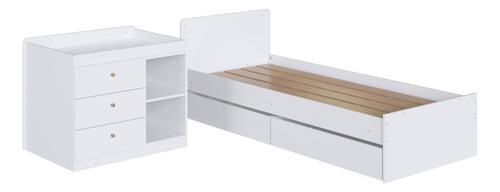 Berço Multifuncional Com Cama Auxiliar 3 Gavetas Malu Branco
