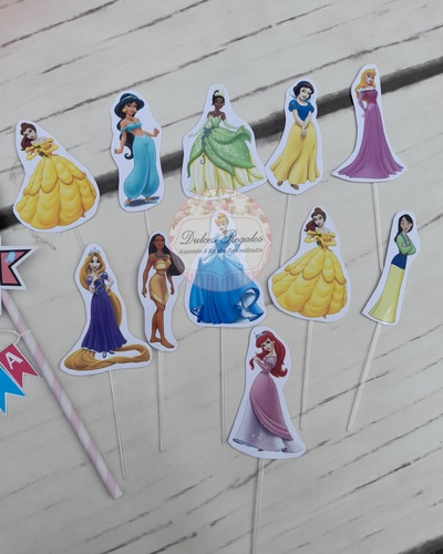 Pinchos Toppers Princesas De Disney Para Cupcakes 
