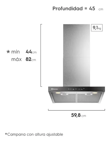 Campana Electrolux 60cm Experience Ce6tf Plateado