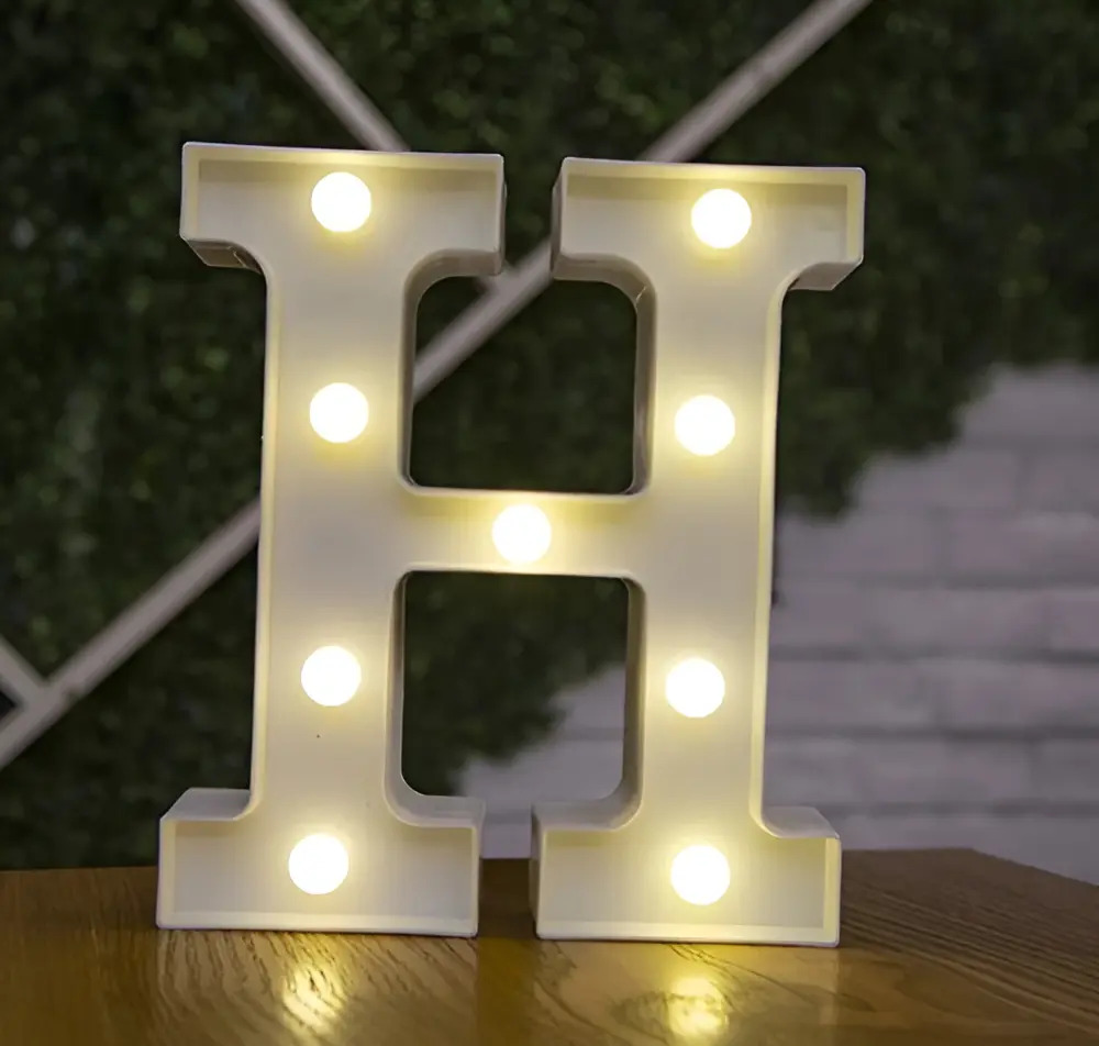 Letras Y Números Led 3d Luces Foco Lampara Decora Abecedario Color H