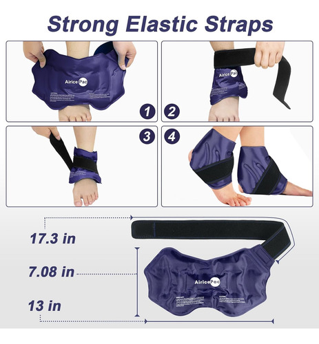 Par De Tobilleras Con Gel Para Terapia Frio Calor Ajustables Azul Marino