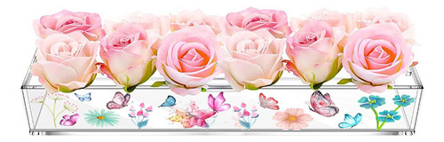 Rectángulo Florero Arreglo Floral Acrílico Transparente
