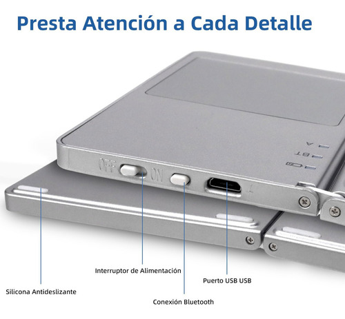 Teclado Inalambrico Plegable, Mini Teclado Bluetooth Con