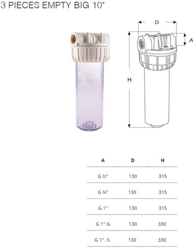 Imagen 2 de 4 de Vaso Carcasa Filtro Para Agua Luise (italia) Rosca Ø1