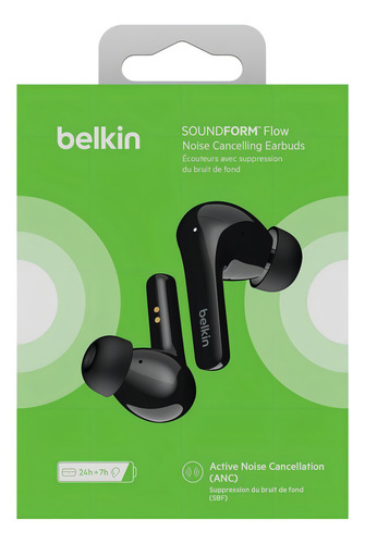 Audífonos Belkin Earbuds Flow Qi Color Negro Color De La Luz Blanco