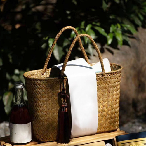 Bolsa De Playa Rústica De Verano, Cesta De 34x14x21cm