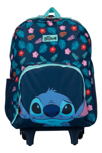 Mochila escolar Luxcel Disney Stitch MC46411SC cor azul-marinho  design estampado 20L