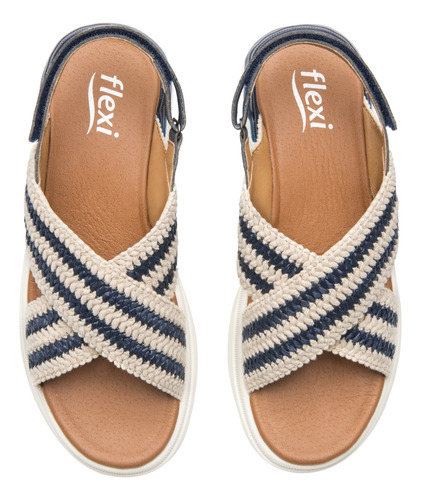 Sandalia Flexi Para Mujer Estilo 129405 Marino