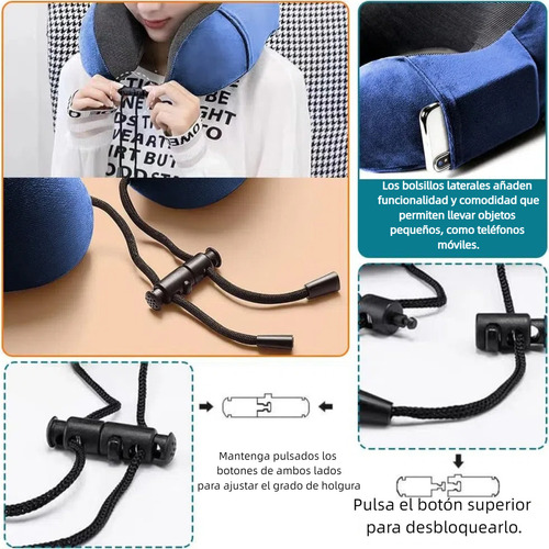 Almohada Para Cuello De Viaje Espuma Viscoelástica 4 Piezas