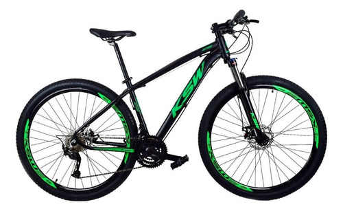Bicicleta Aro 29 Ksw Xlt 100 - 27vel Alivio 1.0 + K7 + Trava Cor Preto/verde Tamanho Do Quadro 15