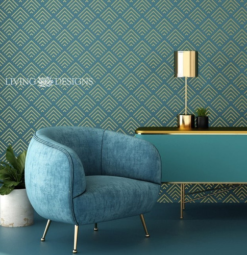 Imagen 5 de 5 de Plantilla Decorativa Angulos G F 60x85 Stencil Vinil