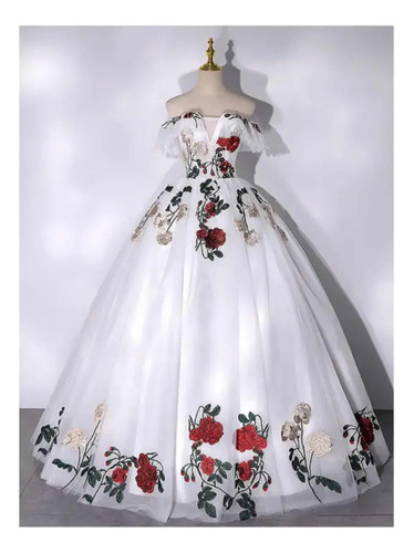 Vestido Quinceañera Bonito Princesa Quince Años Rosas Rojas 