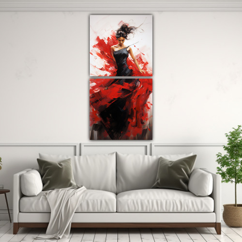 140x70cm Cuadro Abstracto De Bailaora De Flamenco Flores