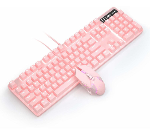 Teclado Y Mouse Mecánico Rosa Para Juegos Con Interrup Fr32w