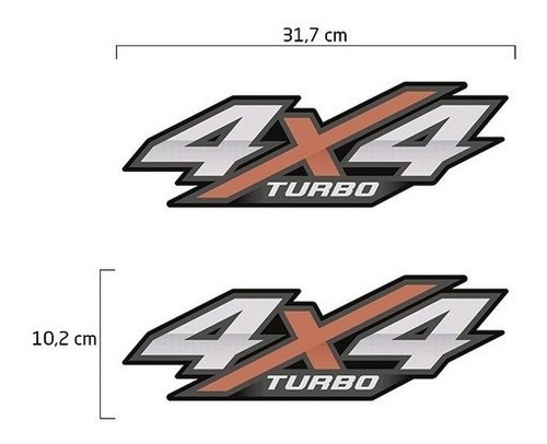 Par De Adesivo 4x4 Turbo Nova Hilux 2016 2017 2018 Emblema