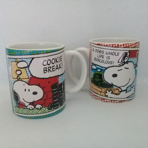 2 Tazas De Snoopy Originales 20 Verdes Ambas