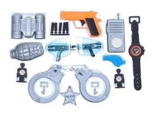 Kit com 4 Arminhas e Relógios Kit Policial de Brinquedo na