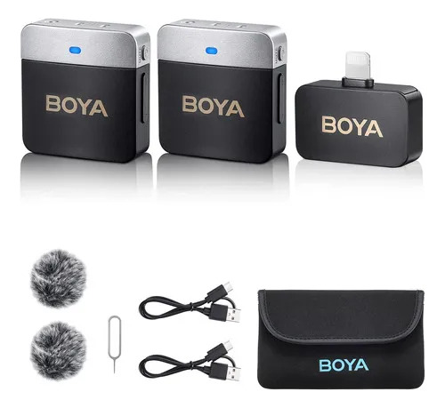 Microfone Sem Fio De Canal Duplo Boya By-m1v6 De 2,4 Ghz Preto