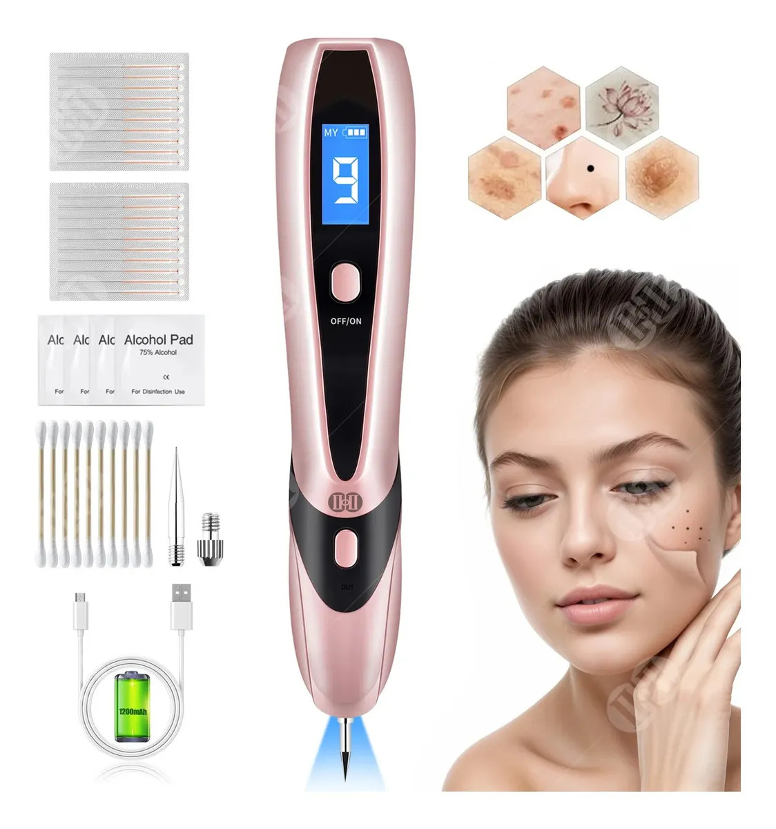 Máquina Quita Verrugas Ciicii con 9 Niveles, Pluma de Cauterización para Manchas y Lunares