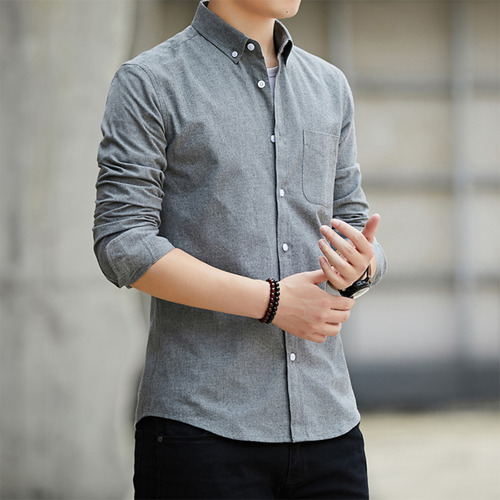 Camisa Para Hombre, Diseño De Dobladillo Con Botones, Algodó