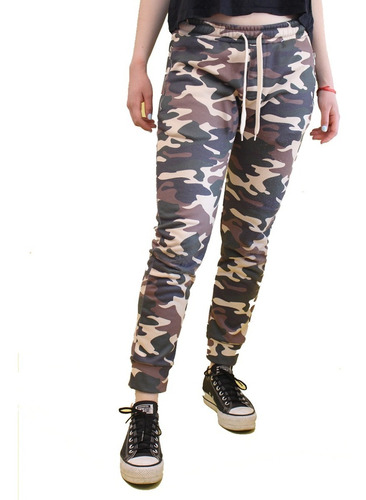 Pantalón Importado Jogging Camuflado Frizado Con Puño