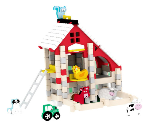Juego De Bloques De Construcción De Casas De Madera Granja