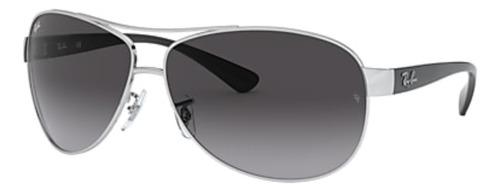 Anteojos de sol Ray-Ban RB3386 Large con marco de metal color polished silver, lente grey de policarbonato degradada, varilla black de metal