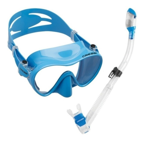 Combo Cressi Frameless/ Supernova Dry Snorkeling Y Buceo Color Azul