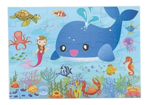 Imagen 3 de 5 de Rompecabezas 35 Pzas Grandes Puzzle Animales Oceano Piso Edu