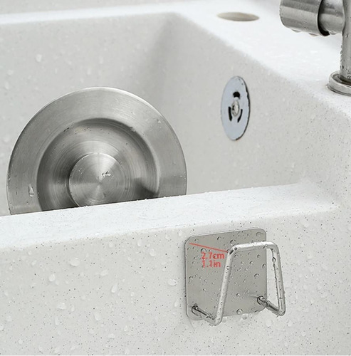 Imagen 6 de 10 de Soporte Esponja Lavaplatos Acero Inox + Adhesivo,organizador