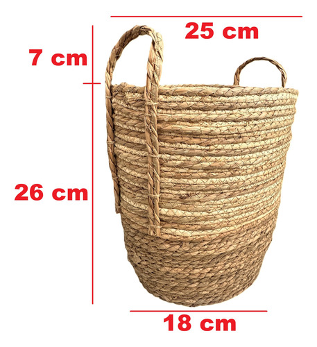 Canasto Redondo Decorativo Para Almacenamiento D Mimbre 25cm Natural Fibra
