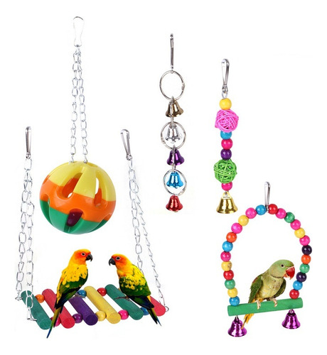 Juego De Juguetes Para Loros, 5 Piezas, Bird Swing