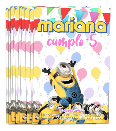 30 Invitaciones Minions Albercada Fiesta Piscina Impresas