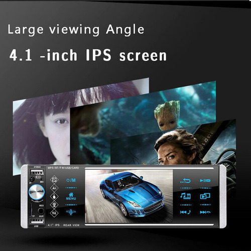 Para Auto Estéreo Bluetooth Mp5 4168ai Aux Tf Reversa Cámara