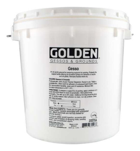 Golden Artist Colors Acrilico Gesso Galon,blanco 128 Oz