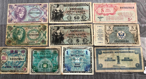 Billetes Usa Y Aliados 2 Gm