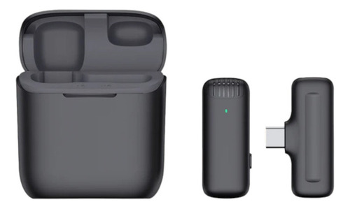 Microfono De Solapa Inalámbrico Recargable Doble J13 Typec Color Negro