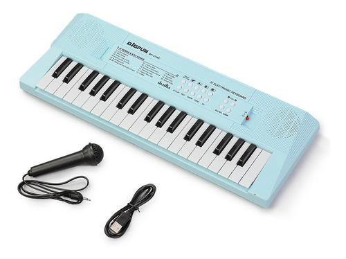 Imagem 1 de 3 de Teclado Infantil Standard 37 Teclas Usb Azul C/ Microfone