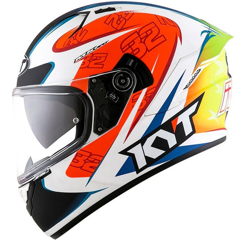 Capacete Kyt Nf-r Beam Isaac Vinales Réplica Fosco Cor Branco/Vermelho/Azul Tamanho do capacete 60/L