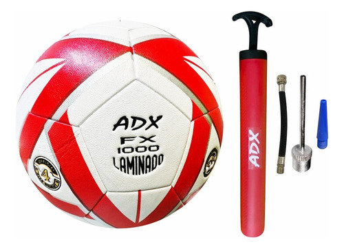 Balon Fut Laminado Reglamentario 380g Adx C/bomba Fx-1000 #4 Color Rojo con plata