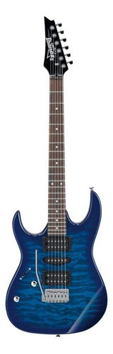 Guitarra eléctrica para zurdo Ibanez RG GIO GRX70QA de álamo transparent blue burst con diapasón de amaranto