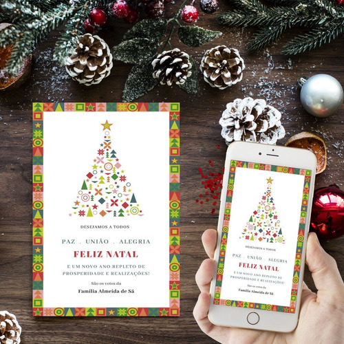 Cartão De Natal Árvore Colorida - Digital E Whatsapp | Parcelamento sem  juros