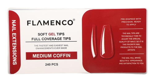 Soft Gel Tips Cobertura Completa Flamenco - 240 Pcs.