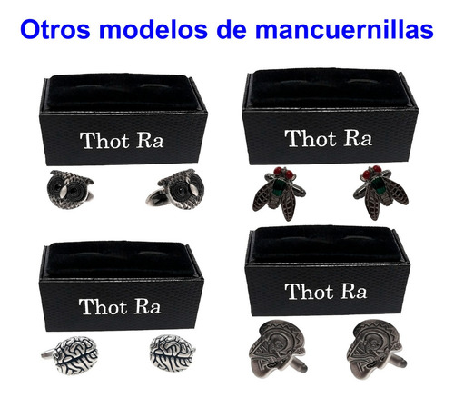 Mancuernillas Thot Ra Figura De Lentes Para Camisa E-637 Color Gris oscuro
