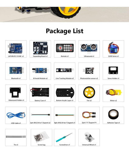 Kit De Chasis De Coche Robot Inteligente 2wd Módulo Ultrasón