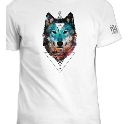 Camiseta Estampada Hombre Dama Lobo Triangulo Arte Inp Ink