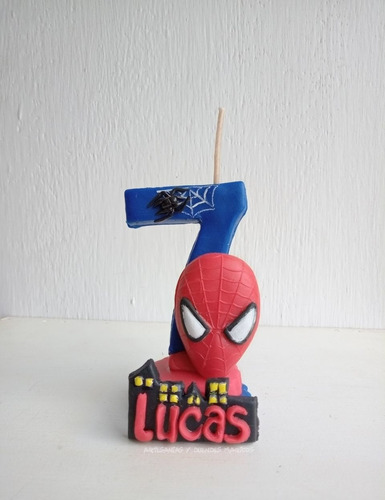 Vela El Hombre Araña Spiderman En Porcelana Fria