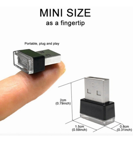 Imagen 7 de 7 de 4pcs Usb Led Mini Luz Inalámbrica Del Coche Iluminación