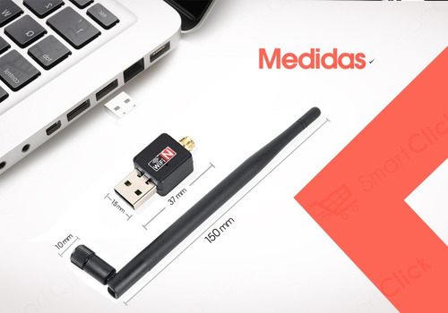 Imagen 9 de 10 de Adaptador Wifi Usb Pc Receptor 300 Mbps Realtek Antena 5db