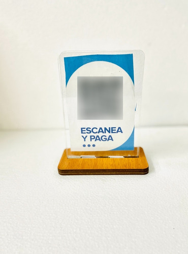 Porta Menu Qr Acrilico Con Base De Madera